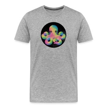 Colorful Pixel Octopus on Vinyl - Men's Premium Organic T-Shirt - heather grey - Front - Damien (186cm)
