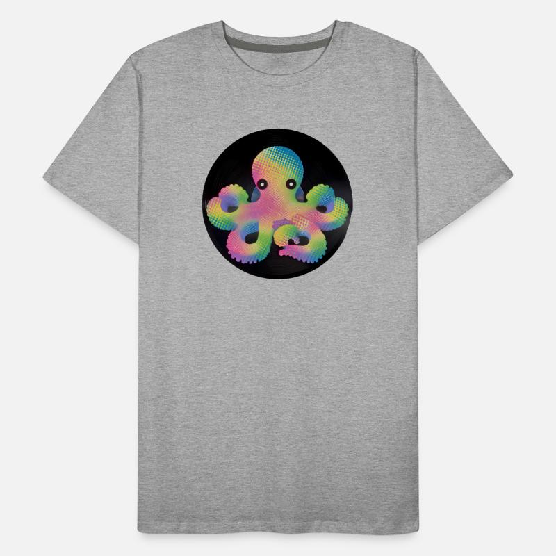 Colorful Pixel Octopus on Vinyl Men's Premium Organic T-Shirt