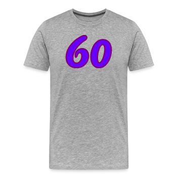 60. 60 ANS. 60e ANNIVERSAIRE. ANNIVERSAIRE 60 ANS. - T-shirt bio Premium Homme - gris chiné - Devant - Damien (186cm)