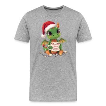 Warm Christmas Dragon - Men's Premium Organic T-Shirt - heather grey - Front - Damien (186cm)