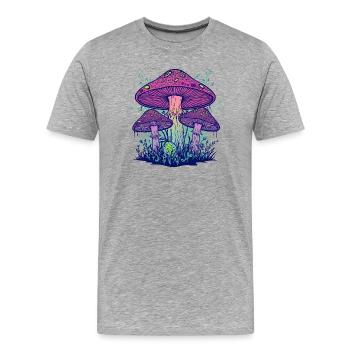 Champignons Psychedéliques Violet - T-shirt bio Premium Homme - gris chiné - Devant - Damien (186cm)