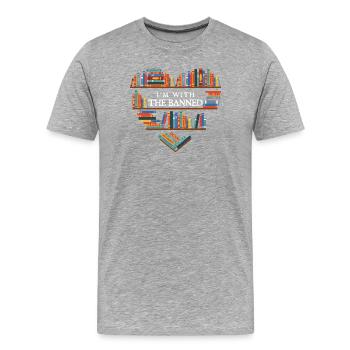 Je suis d’accord avec la citation du livre Freedom de lecture interdite - T-shirt bio Premium Homme - gris chiné - Devant - Damien (186cm)