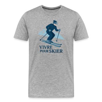 Skiing | Skier | Mountain - Men's Premium Organic T-Shirt - heather grey - Front - Damien (186cm)