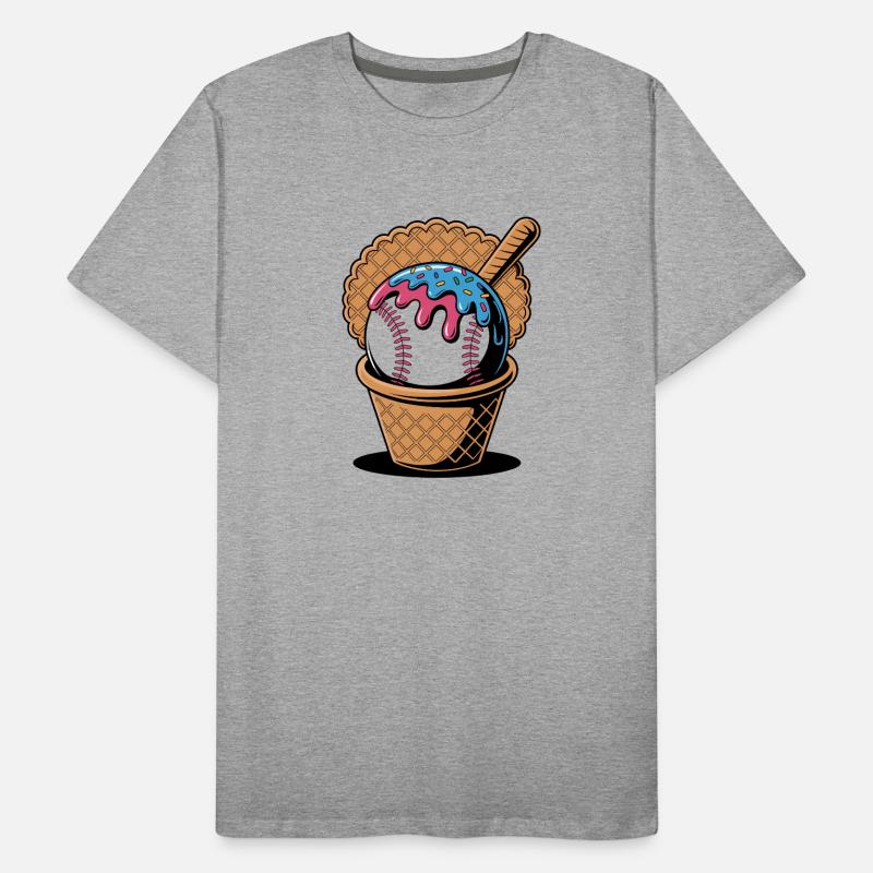 Glace de baseball dans une gaufre avec batte T-shirt bio Premium Homme