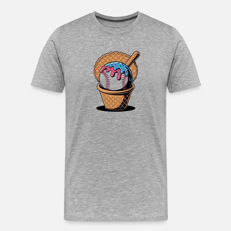 Baseball Eiscreme In Waffel Mit Schläger - Männer Premium Bio T-Shirt - Grau meliert
