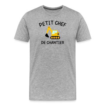 Small Site Manager Construction Machinery Excavator - Men's Premium Organic T-Shirt - heather grey - Front - Damien (186cm)