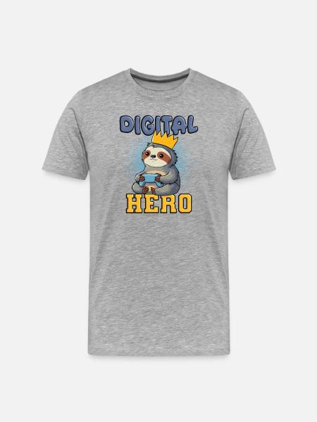 Faultier gaming - Männer Premium Bio T-Shirt - Grau meliert