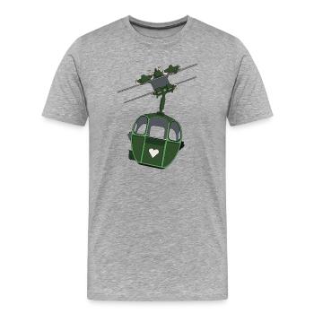 Motif de cœur de téléphérique vert - T-shirt bio Premium Homme - gris chiné - Devant - Damien (186cm)