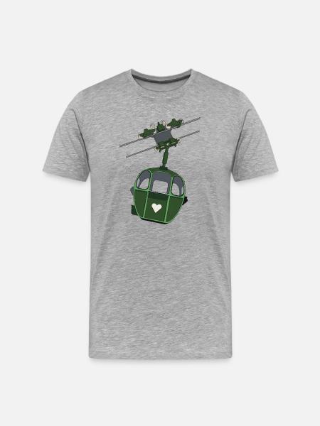 Green Cable Car Heart Motif - Men's Premium Organic T-Shirt - heather grey