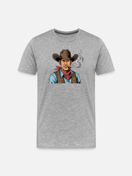 Cowboy with Cigar - Men's Premium Organic T-Shirt - heather grey