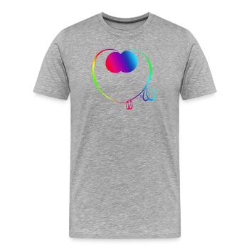 Süßer Regenbogen-Trickster - Männer Premium Bio T-Shirt - Grau meliert - Vorne - Damien (186cm)