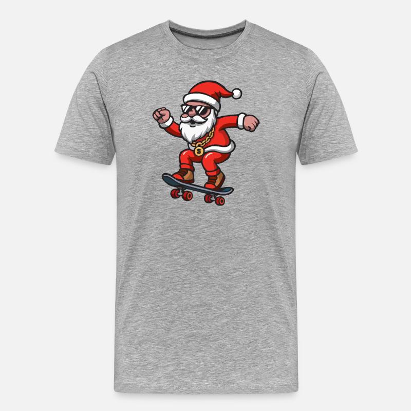 Santa Skating - Männer Premium Bio T-Shirt - Grau meliert