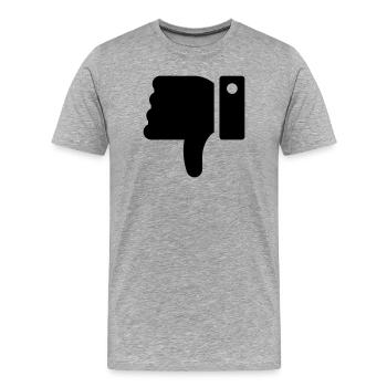 Dislike Hand, Hater Symbol, Thumbs Down - Men's Premium Organic T-Shirt - heather grey - Front - Damien (186cm)