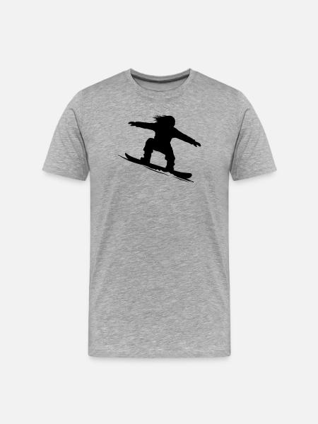 Snowboarder Silhouette - Farbe variabel - Männer Premium Bio T-Shirt - Grau meliert