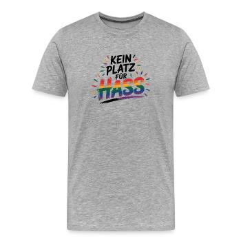 Kein Platz für Hass - Cool Pride Logo - Männer Premium Bio T-Shirt - Grau meliert - Vorne - Damien (186cm)