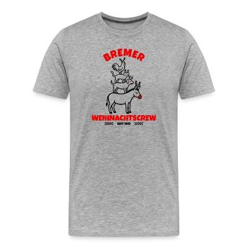 Bremer Stadtmusikanten – Weihnachtsedition Bremen - Männer Premium Bio T-Shirt - Grau meliert - Vorne - Damien (186cm)