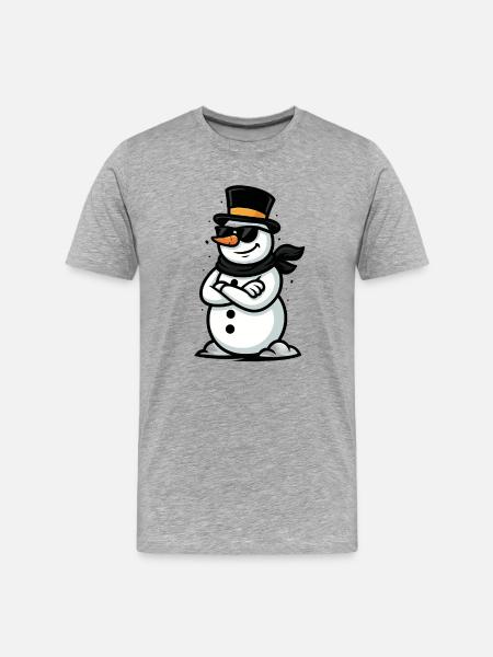 Cool snowman with sunglasses - Men's Premium Organic T-Shirt - heather grey