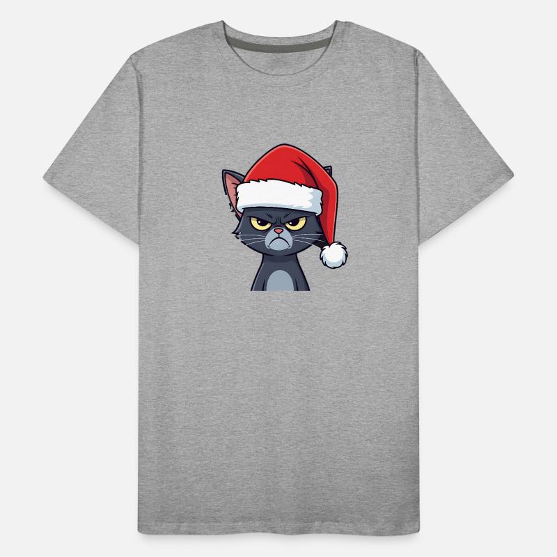 Humeur agacée de chat du Père Noël T-shirt bio Premium Homme
