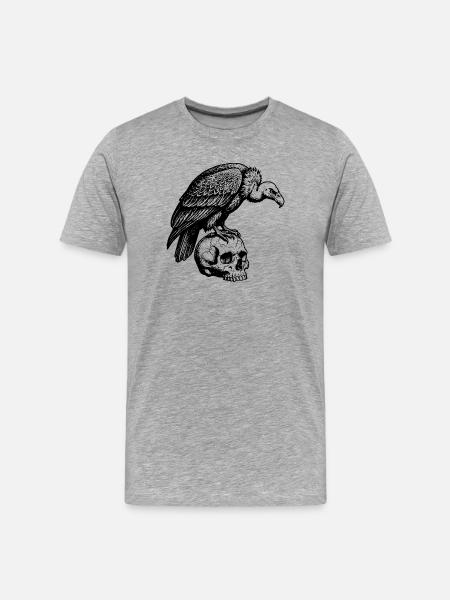 Geier sitzt auf dem Schädel. - Männer Premium Bio T-Shirt - Grau meliert