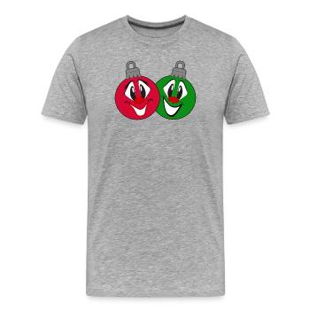 Deux drôles de boules de sapin de Noël au nez rouge - T-shirt bio Premium Homme - gris chiné - Devant - Damien (186cm)