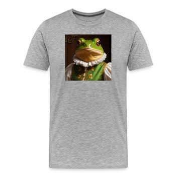 La Grenouille de la Renaissance – Royal Amphibiens - T-shirt bio Premium Homme - gris chiné - Devant - Damien (186cm)
