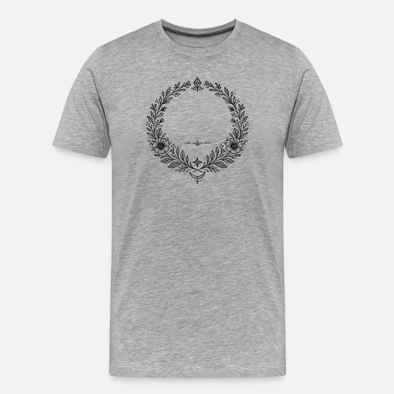 Kranz Blumenkranz mit Mondsichel - Männer Premium Bio T-Shirt - Grau meliert