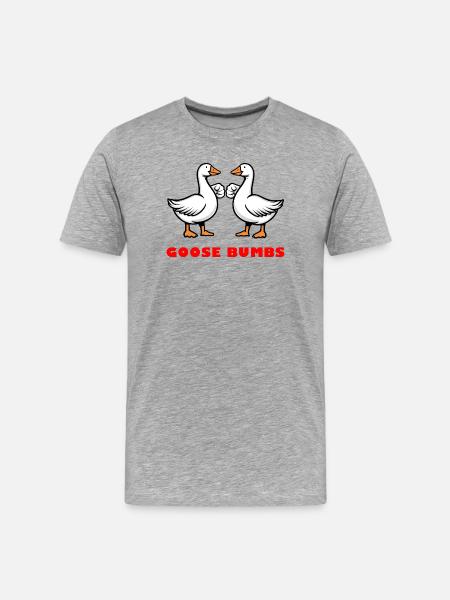 Goose Bumbs – Lustige Gänse-Fausthaut - Männer Premium Bio T-Shirt - Grau meliert