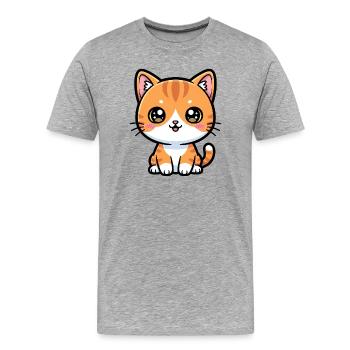 Chat Tigré Orange - T-shirt bio Premium Homme - gris chiné - Devant - Damien (186cm)