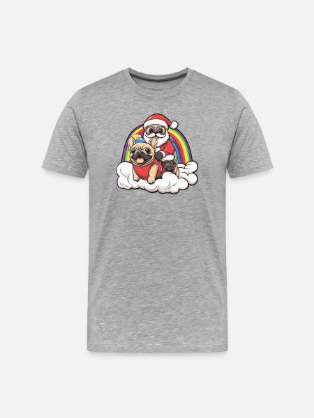 French Buldog Dog Santa Claus - Men's Premium Organic T-Shirt - heather grey