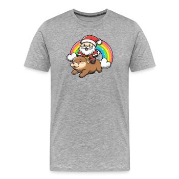 Noël du Père Noël castor - T-shirt bio Premium Homme - gris chiné - Devant - Damien (186cm)