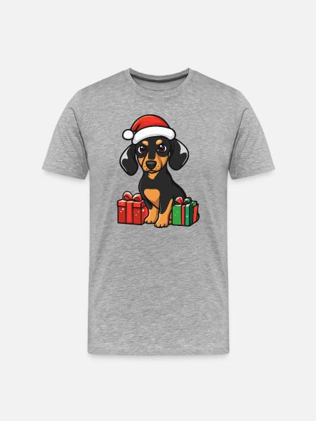 Cadeaux de Noël Teckel Teckel - T-shirt bio Premium Homme - gris chiné