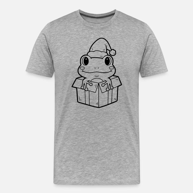 Weihnachtsfrosch in Geschenkbox Illustration - Männer Premium Bio T-Shirt - Grau meliert