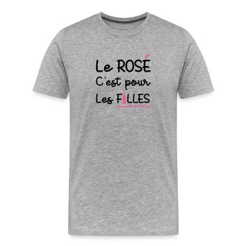 ROSÉ IS FOR GIRLS! - Men's Premium Organic T-Shirt - heather grey - Front - Damien (186cm)
