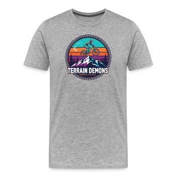 Terrain Demons Mountain Rider - Men's Premium Organic T-Shirt - heather grey - Front - Damien (186cm)