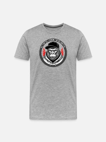 Gorille Rebel Sweat Flamme - T-shirt bio Premium Homme - gris chiné
