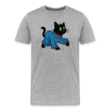 Meeko im übergroßen Pullover - Männer Premium Bio T-Shirt - Grau meliert - Vorne - Damien (186cm)