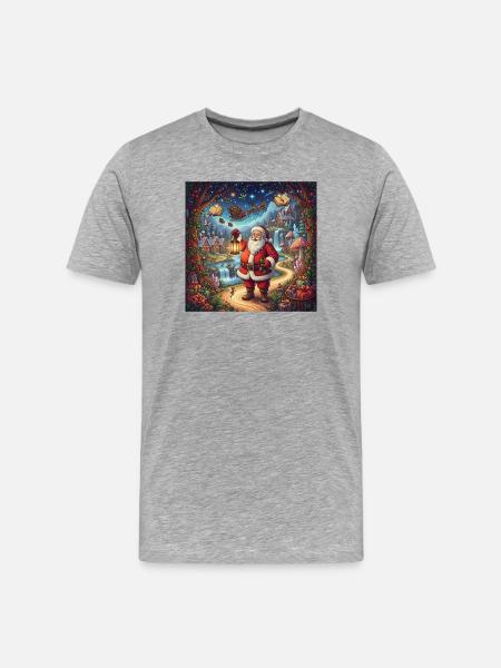 Santa's Enchanted Winter Village - Men's Premium Organic T-Shirt - heather grey