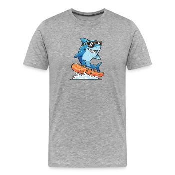 Surferhai Mit Sonnenbrille Sommerurlaub - Männer Premium Bio T-Shirt - Grau meliert - Vorne - Damien (186cm)