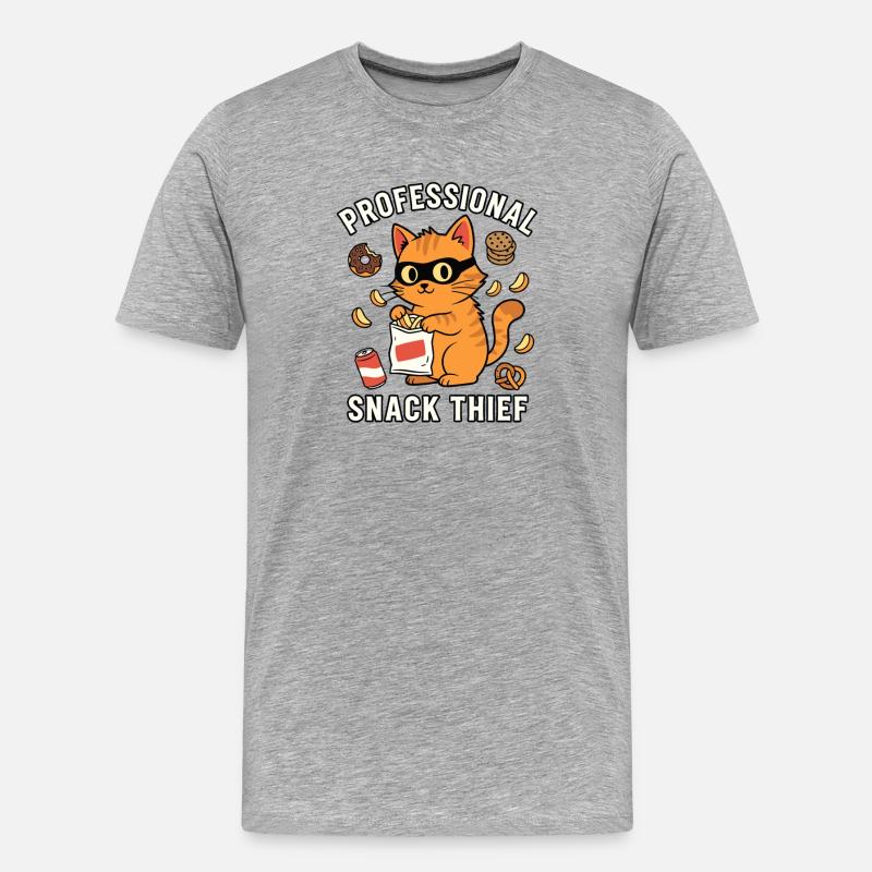 Professional Snack Thief Freche Lustige Katze - Männer Premium Bio T-Shirt - Grau meliert