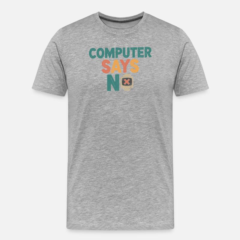 Retro Computer sagt Nein - Männer Premium Bio T-Shirt - Grau meliert