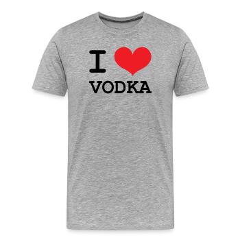 Ich liebe Wodka – Alkohol - Männer Premium Bio T-Shirt - Grau meliert - Vorne - Damien (186cm)