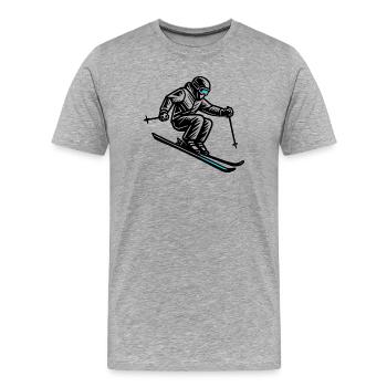 Skiing | Skier | Mountain - Men's Premium Organic T-Shirt - heather grey - Front - Damien (186cm)