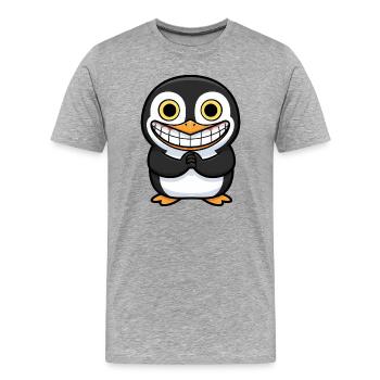 Sourire mignon de pingouin de dessin animé artistiquement drôle - T-shirt bio Premium Homme - gris chiné - Devant - Damien (186cm)