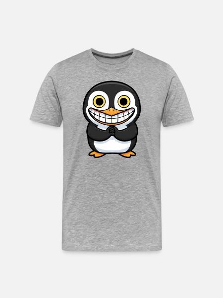 Cute Cartoon Penguin Smile Artfully Funny - Men's Premium Organic T-Shirt - heather grey