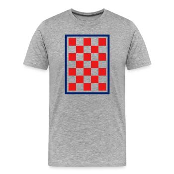 Croatian Checker Blue Border - Men's Premium Organic T-Shirt - heather grey - Front - Damien (186cm)