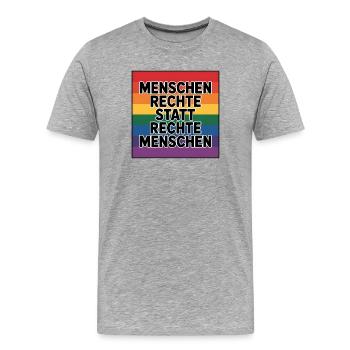 Human rights instead of right-wing people - Cool Pride - Men's Premium Organic T-Shirt - heather grey - Front - Damien (186cm)
