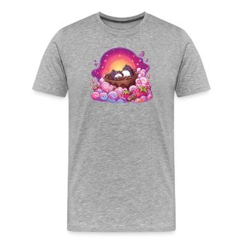 Sweet nest of penguins in chocolate dream - Men's Premium Organic T-Shirt - heather grey - Front - Damien (186cm)