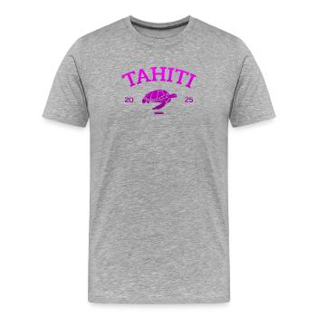 Tahiti - Tortue - Polynésie française - Schildkröte - T-shirt bio Premium Homme - gris chiné - Devant - Damien (186cm)