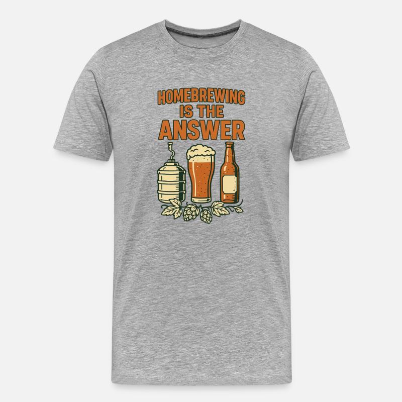 Homebrewing is the answer - Männer Premium Bio T-Shirt - Grau meliert