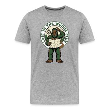 Lost in the Woods Bigfoot Club - Männer Premium Bio T-Shirt - Grau meliert - Vorne - Damien (186cm)